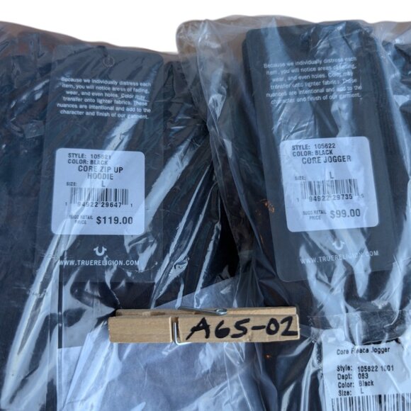 True Religion 2 PC Sweatsuit Men's Size XL Fleece Tracksuit Outfit Black NWT - Picture 7 of 7
